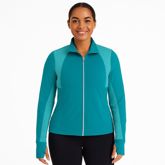 Lucy Activewear Tech Full-Zip Performance Jacket Women’s Size Large Teal Blue - Picture 1 of 9